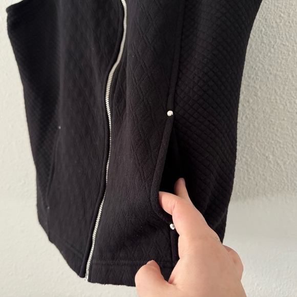 Karen Scott Quilted Vest Sport Womens Fleece Black Jacket Medium Full Zip - Picture 7 of 12